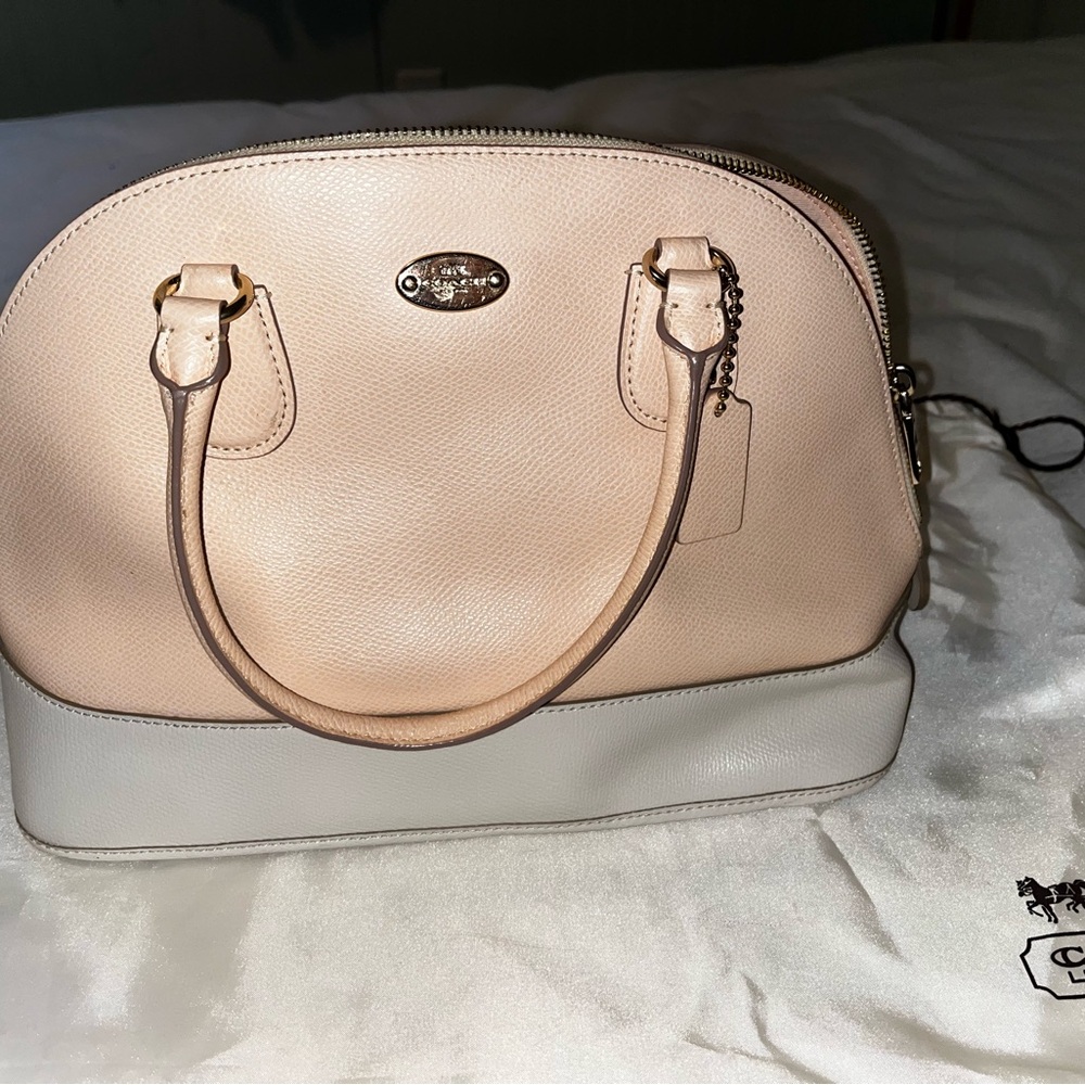 Coach Cora Domed Apricot/Chalk Leather Satchel - Picture 2 of 6